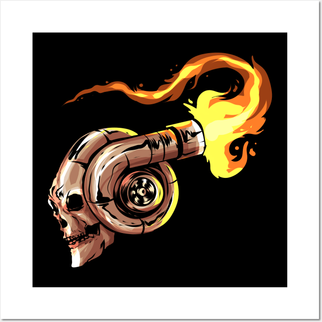 Turbocharger Skull with Fire Turbo Car Boost Tuner Tuning Wall Art by ChrisselDesigns